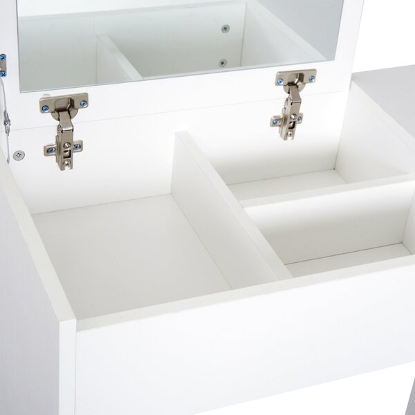 HOMCOM Toaletka s Taburetem a Odklápěcím Zrcadlem 80x40x79 cm a Úložnými Boxy 40x30x40 cm Bílá | Aosom