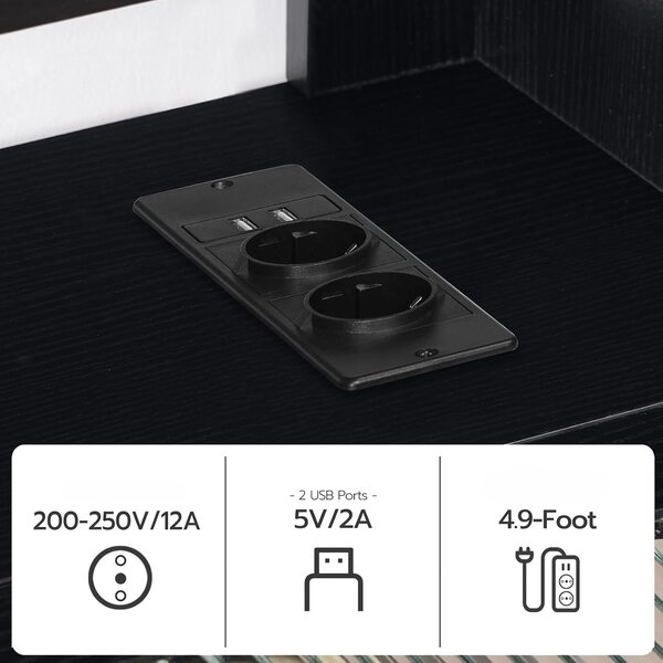 VASAGLE Závěsný TV stolek Browny 140 cm s LED osvětlením černý