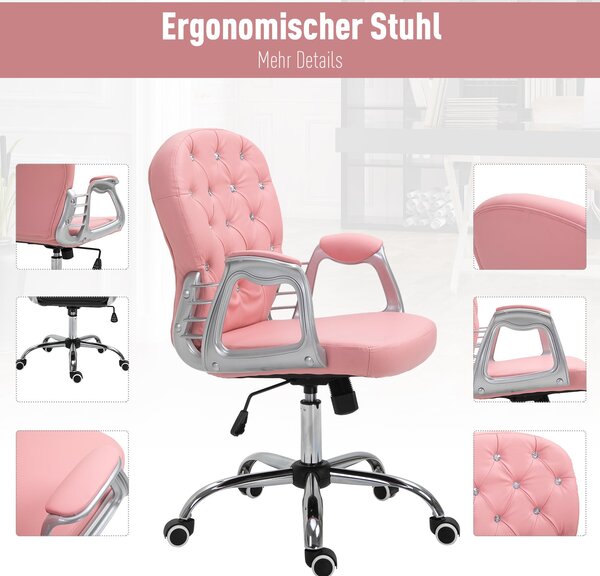 Vinsetto Kancelářská Židle, Ergonomická Židle s Područek, Polstrované Opěradlo, Výškově Nastavitelná Počítačová Židle z Umělé Kůže, Otočná Židle do Do