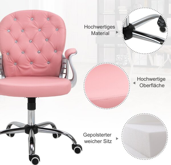 Vinsetto Kancelářská Židle, Ergonomická Židle s Područek, Polstrované Opěradlo, Výškově Nastavitelná Počítačová Židle z Umělé Kůže, Otočná Židle do Do