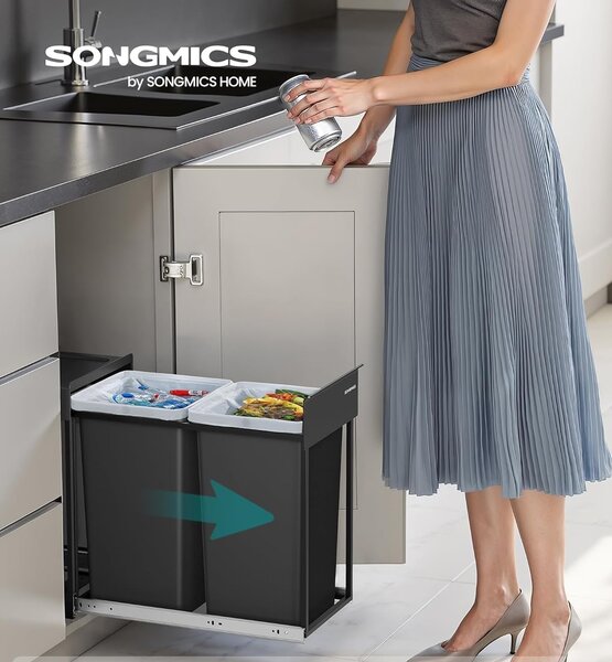 SONGMICS Koš na tříděný odpad Abes 30 l černý
