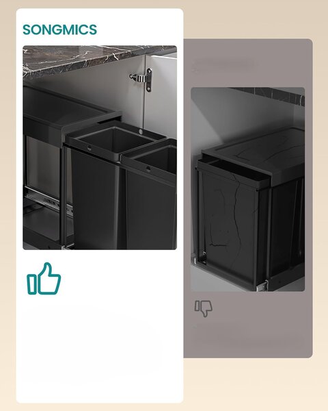 SONGMICS Koš na tříděný odpad Abes 30 l černý
