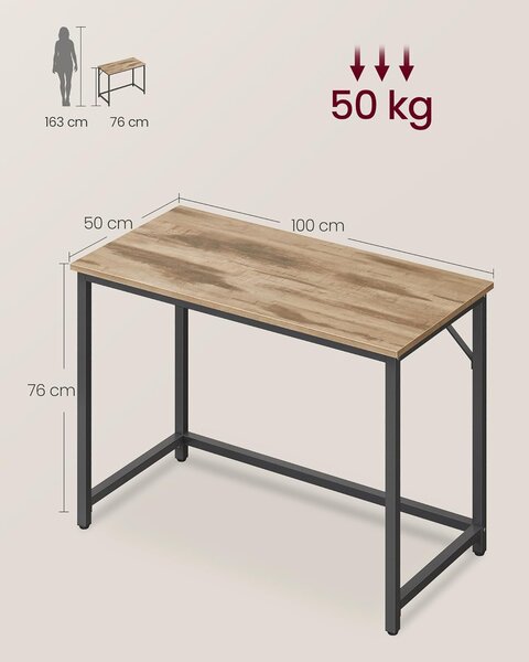SONGMICS Psací stůl Vasagle Kolmo 100 cm černý/camel hnědý