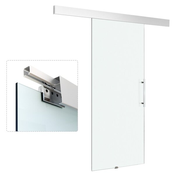 HOMCOM Skleněné posuvné dveře s madlem jednostranně matné 90 x 205 cm | Aosom