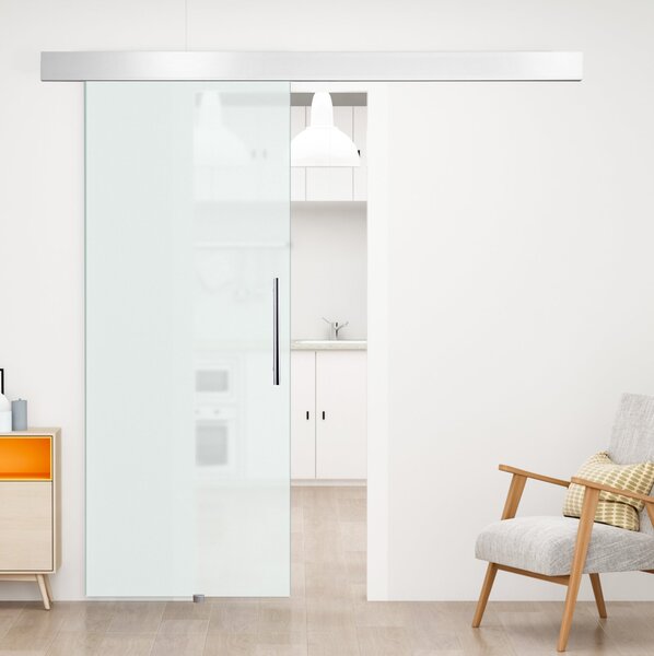 HOMCOM Skleněné posuvné dveře s madlem jednostranně matné 90 x 205 cm | Aosom