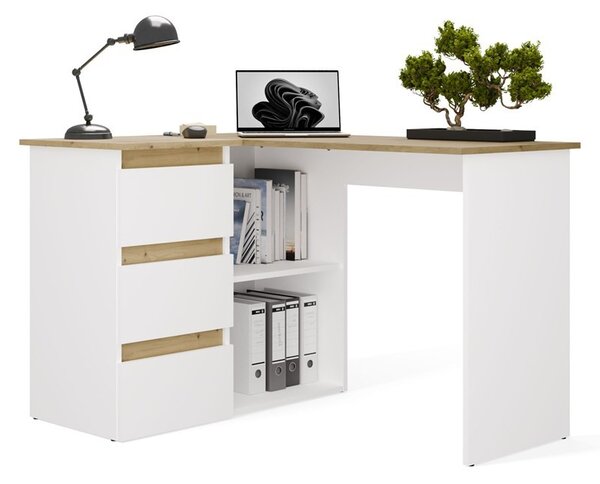 TP Living Rohový psací stůl Nicea levý dub artisan/bílý