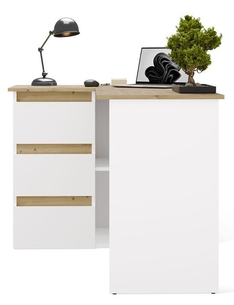 TP Living Rohový psací stůl Nicea levý dub artisan/bílý