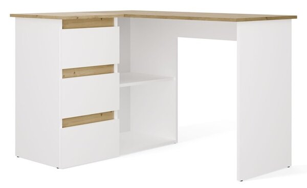 TP Living Rohový psací stůl Nicea levý dub artisan/bílý