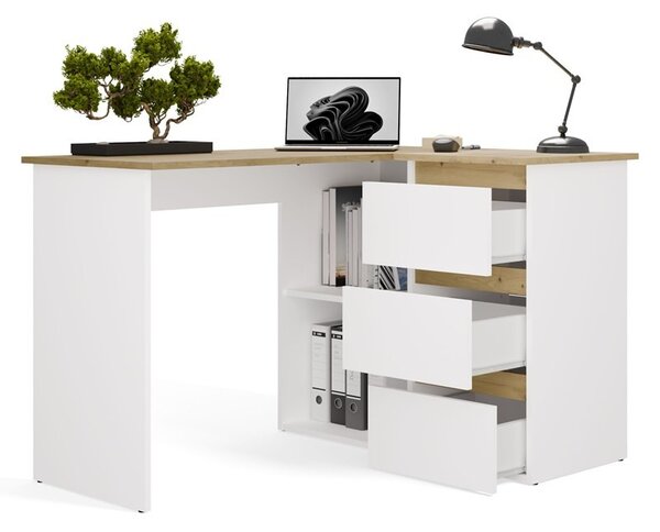 TP Living Rohový psací stůl Nicea pravý dub artisan/bílý