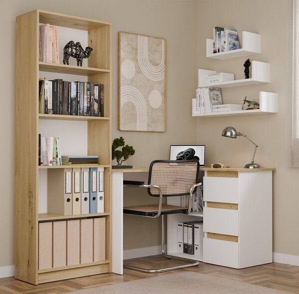 TP Living Rohový psací stůl Nicea pravý dub artisan/bílý