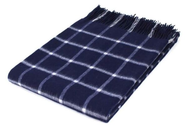 Deka z jehněčí vlny Windowpane Navy 190 x 140 cm Tweedmill