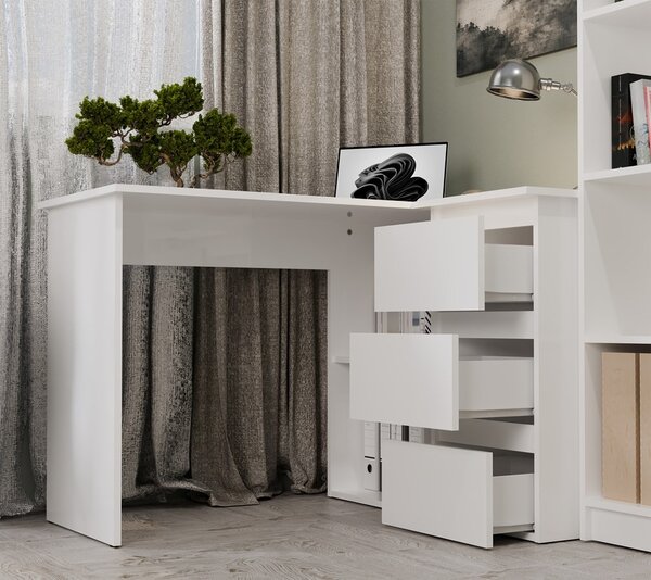 TP Living Rohový psací stůl Nicea pravý bílý