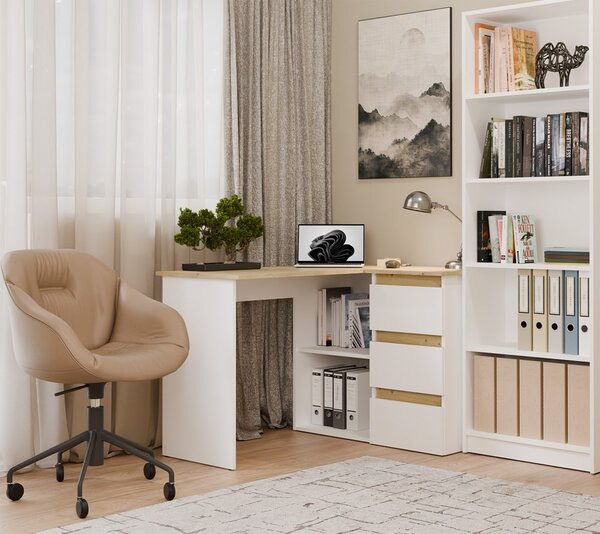 TP Living Rohový psací stůl Nicea pravý dub artisan/bílý