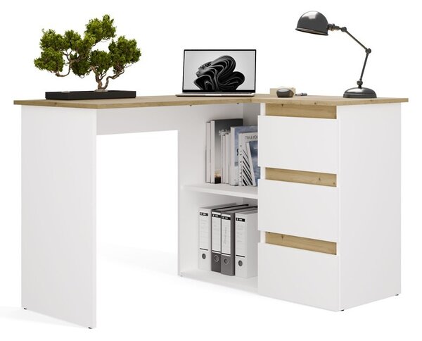 TP Living Rohový psací stůl Nicea pravý dub artisan/bílý