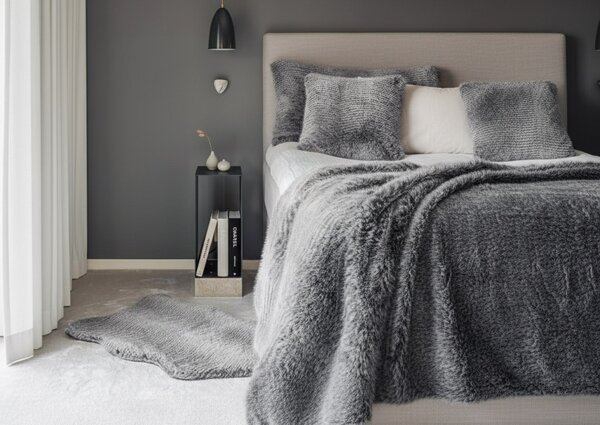 Skinnwille Home Collection Polštář Stily Grey, umělá kožešina, 60x40 cm