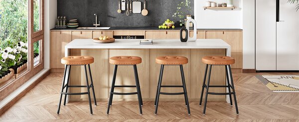 VASAGLE Sada 2 ks barových židlí Ironform hnědá/černá