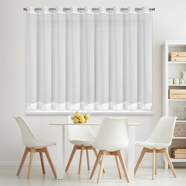 ZÁCLONA NA KROUŽCÍCH LUISA 400X160 CM BÍLÁ