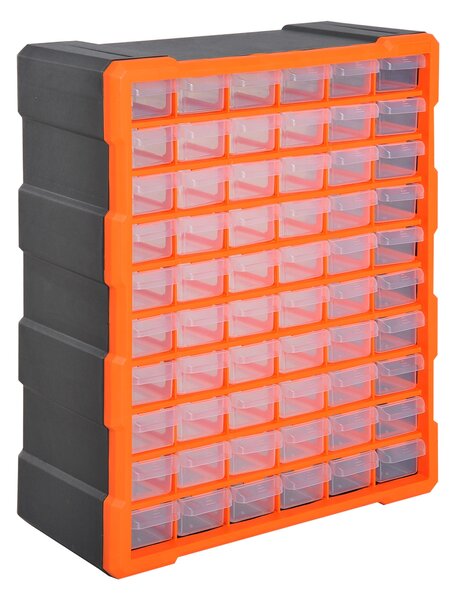 DURHAND Organizér na malé díly s 60 přihrádkami, oranžový, 38 x 16 x 47,5 cm | Aosom