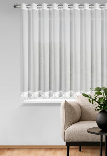 ZÁCLONA NA KROUŽCÍCH LUISA 400X160 CM BÍLÁ