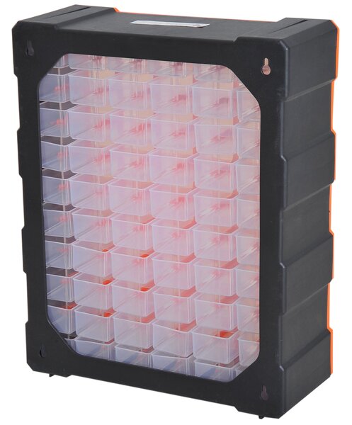DURHAND Organizér na malé díly s 60 přihrádkami, oranžový, 38 x 16 x 47,5 cm | Aosom