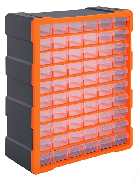 DURHAND Organizér na malé díly s 60 přihrádkami, oranžový, 38 x 16 x 47,5 cm | Aosom