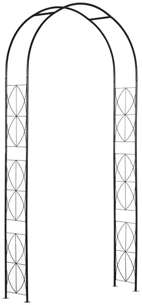 Outsunny Kovový Růžový Oblouk pro Šplhající Rostliny Zahradní Oblouk s Ostrým Vrcholem Kovová Konstrukce Obelisk pro Růže 114 x 30 x 230 cm Černý | Ao
