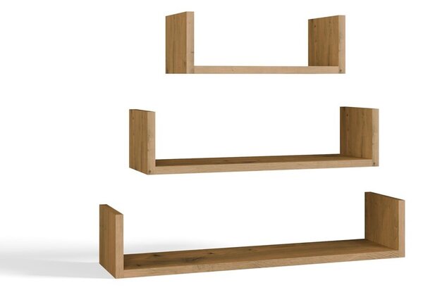 TP Living Sada 3 ks nástěnných polic Mobi dub artisan