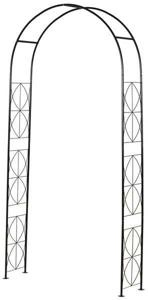 Outsunny Kovový Růžový Oblouk pro Šplhající Rostliny Zahradní Oblouk s Ostrým Vrcholem Kovová Konstrukce Obelisk pro Růže 114 x 30 x 230 cm Černý | Ao