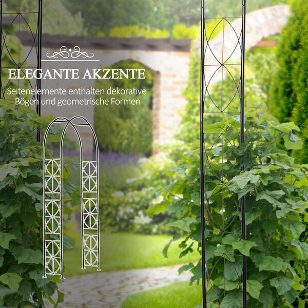 Outsunny Kovový Růžový Oblouk pro Šplhající Rostliny Zahradní Oblouk s Ostrým Vrcholem Kovová Konstrukce Obelisk pro Růže 114 x 30 x 230 cm Černý | Ao