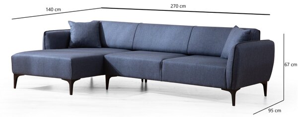 Hanah Home Rohová sedací souprava Belissimo 270 cm modrá levá