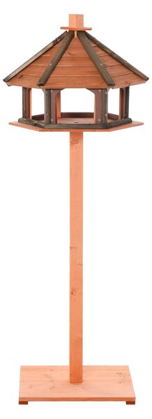 Hnízdo PawHut se stojanem - Odolná krmítko pro ptáky s hliníkovou střechou, dřevěné krmítko pro divoké ptáky Ø52 x 130H cm přírodní | Aosom