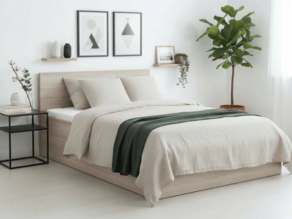 Postel SOFIA 160 x 200 cm, dub sonoma s laťkovým roštem
