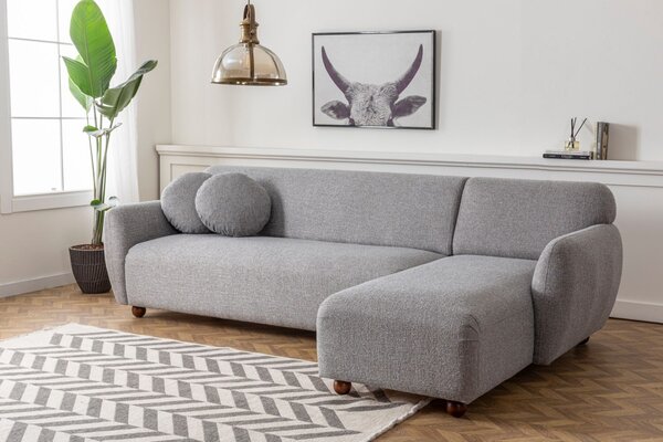 Hanah Home Rohová sedací souprava Eddy 273 cm světle šedá pravá