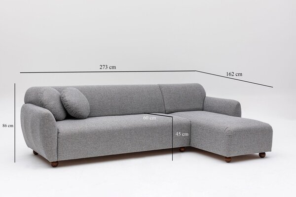 Hanah Home Rohová sedací souprava Eddy 273 cm světle šedá pravá