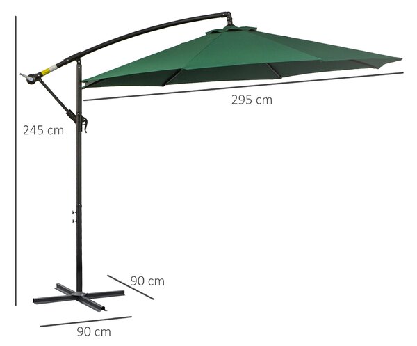 Outsunny Křeslový Slunečník Ø300 cm S Nastavitelnou Ochrannou Vrchní Částí proti UV záření | Aosom