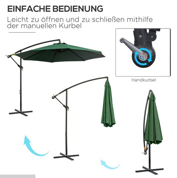Outsunny Křeslový Slunečník Ø300 cm S Nastavitelnou Ochrannou Vrchní Částí proti UV záření | Aosom
