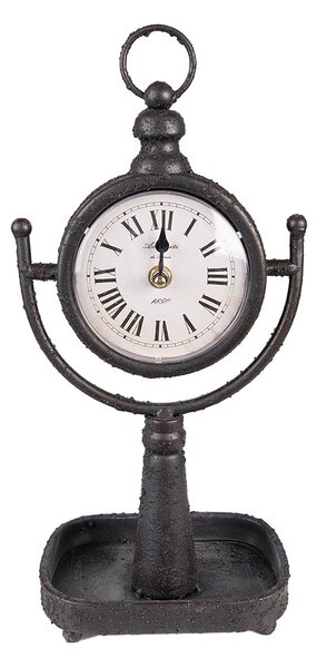 Černé antik kovové stolní hodiny - 15*11*34 cm / 1*AA