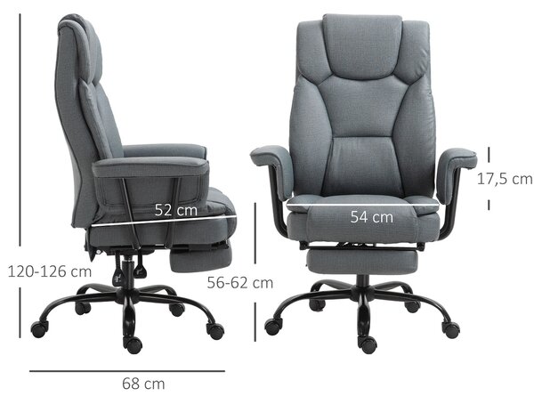 Vinsetto Kancelářská Židle Ergonomická Výkonná Židle 360° Otočná Počítačová Židle Výškově Nastavitelná S Opěrkou Hlava a Polstrovanými Opěrkami Rukou