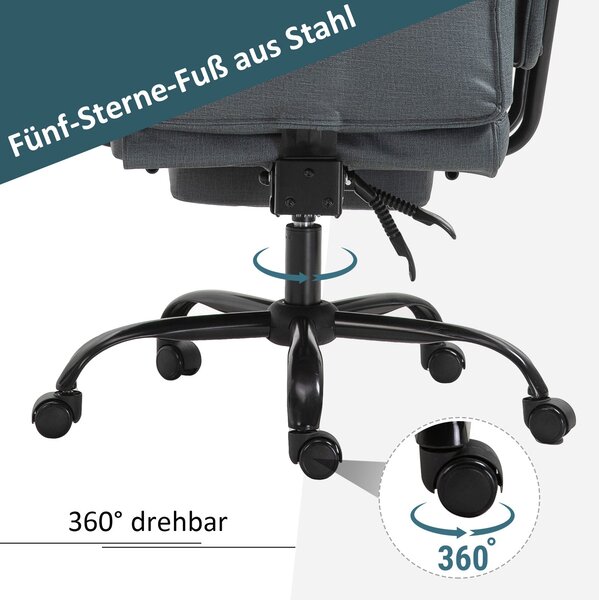 Vinsetto Kancelářská Židle Ergonomická Výkonná Židle 360° Otočná Počítačová Židle Výškově Nastavitelná S Opěrkou Hlava a Polstrovanými Opěrkami Rukou