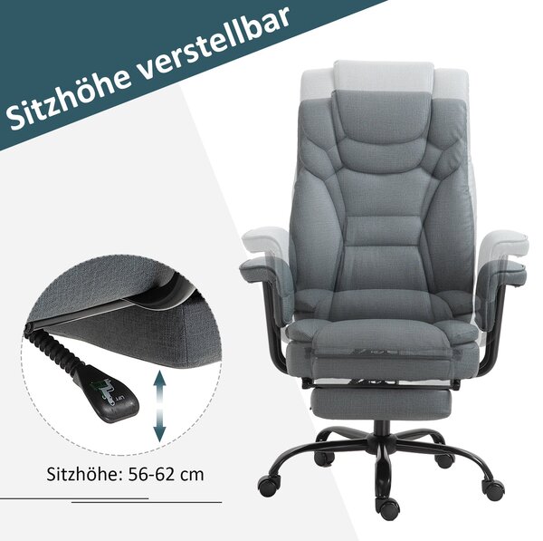 Vinsetto Kancelářská Židle Ergonomická Výkonná Židle 360° Otočná Počítačová Židle Výškově Nastavitelná S Opěrkou Hlava a Polstrovanými Opěrkami Rukou