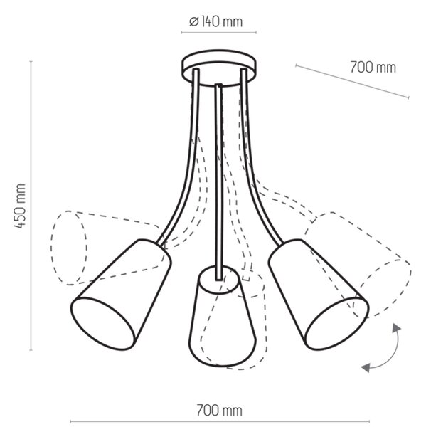 TK Lighting 1711 - Dětské svítidlo Wire colour 3xE27, Ø700mm