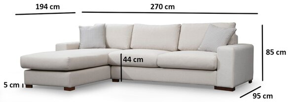 Hanah Home Rohová sedací souprava Loop 270 cm béžová levá