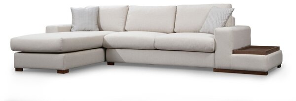 Hanah Home Rohová sedací souprava Loop 312 cm s odkládacím stolkem béžová levá