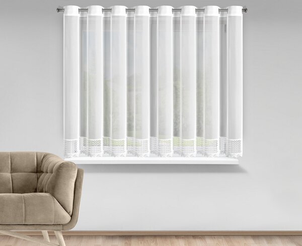 ZÁCLONA NA KROUŽCÍCH KATRINA 350X150 CM BÍLÁ
