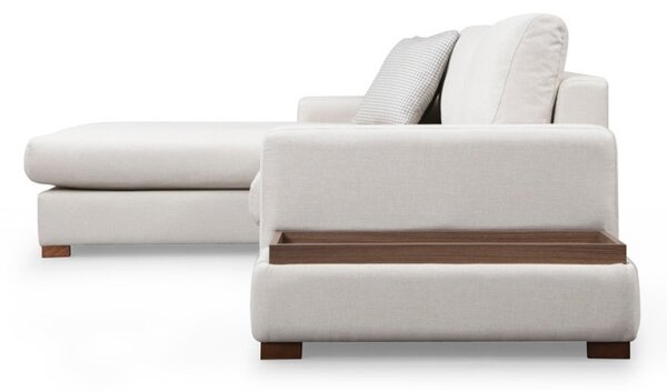 Hanah Home Rohová sedací souprava Loop 312 cm s odkládacím stolkem béžová levá