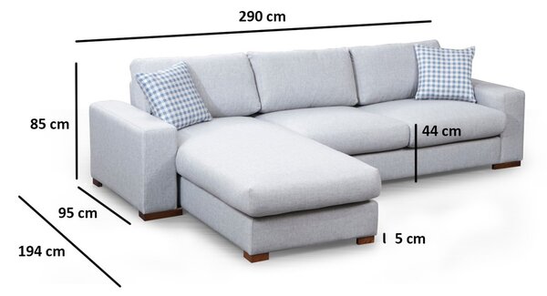 Hanah Home Rohová sedací souprava Loop 290 cm šedá levá