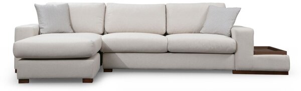 Hanah Home Rohová sedací souprava Loop 312 cm s odkládacím stolkem béžová levá