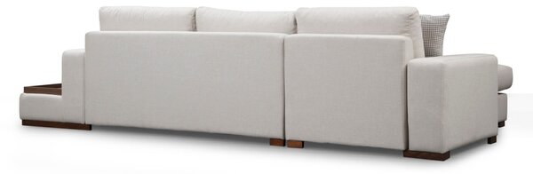 Hanah Home Rohová sedací souprava Loop 312 cm s odkládacím stolkem béžová levá