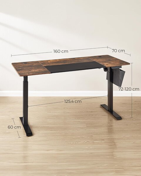 SONGMICS Výškově nastavitelný stůl elektrický 160 x 70 cm
