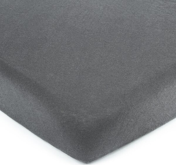 Jersey prostěradlo tmavě šedá, 180 x 200 cm